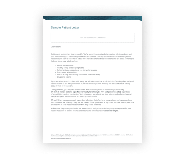 Pediatric Patient and Parent Letter #2